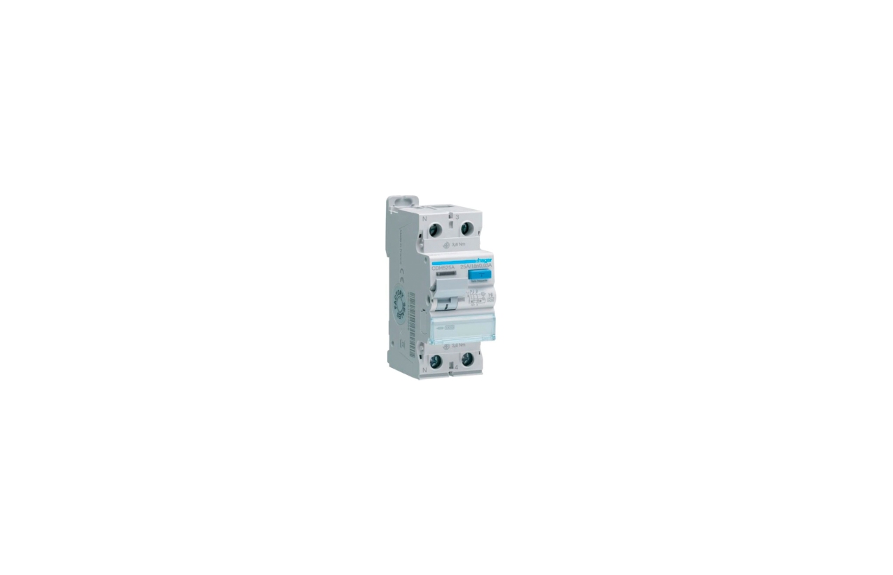 Interruptor diferencial Hager CDH525A 1P+N 25A 30 mA tipo HI