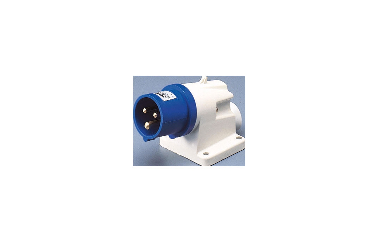 Ficha de parede 90º macho IP44 32A 230V 2P+T Gewiss GW60415