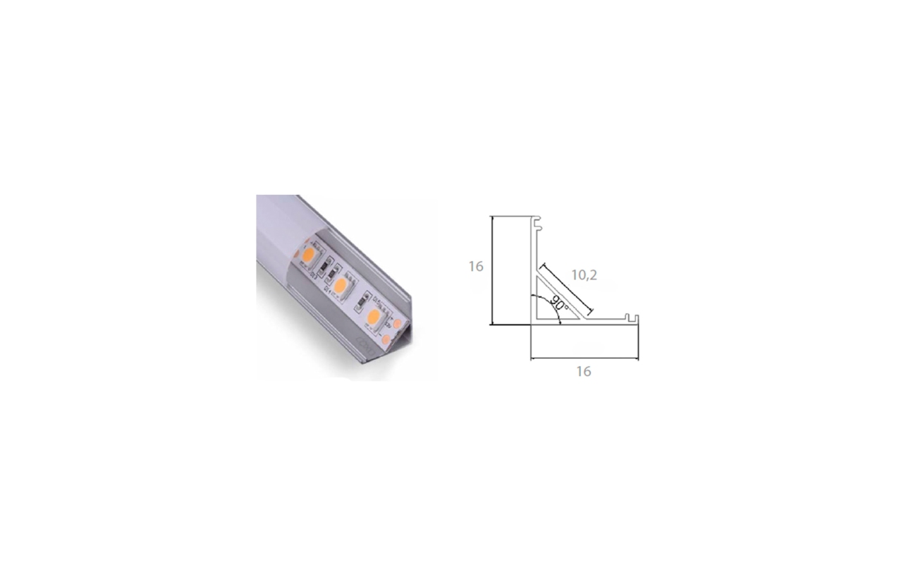 Perfil de alumínio para instalação de fita LED em cantos Ledvision
