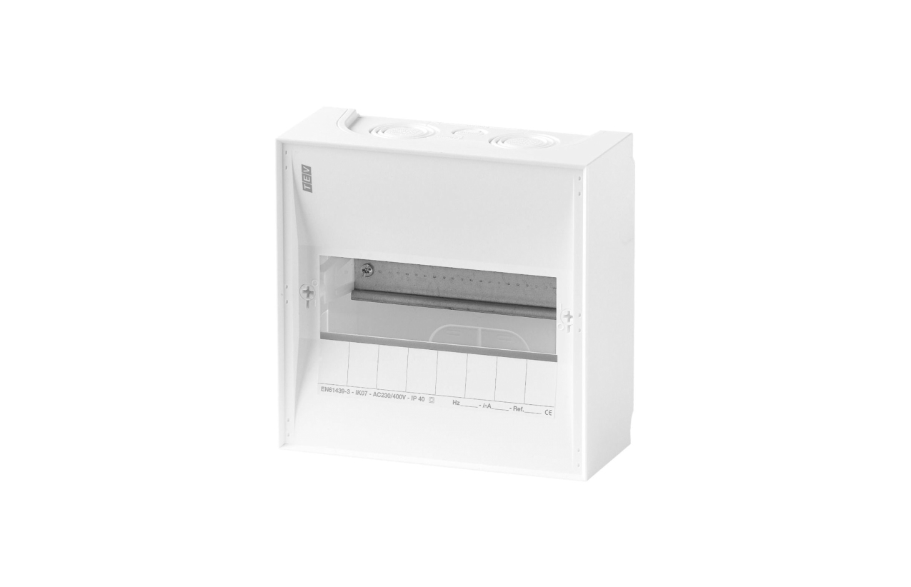 Quadro de distribuição TEV S 108 8 módulos (1x8) saliente branco