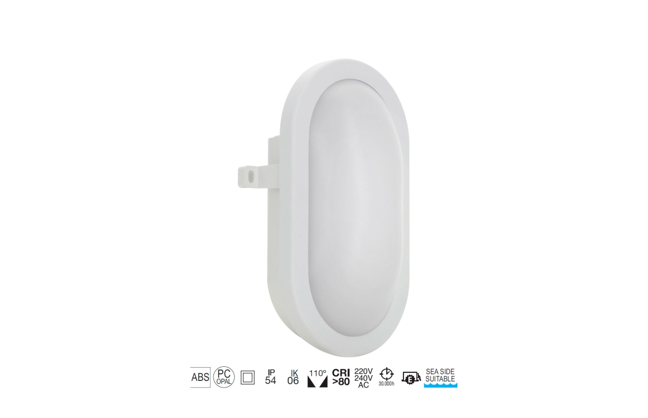 Aplique Dopo FAR oval IP54 LED 12W branco 107J-L0212B-01