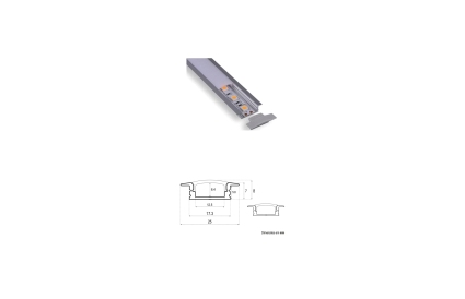 Perfil de alumínio para encastrar fita LED - Primelux