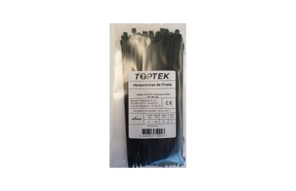 Abraçadeira de serrilha 250x4,8 mm preto com proteção UV - Toptek